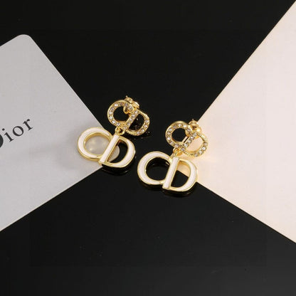 [Regal Jewels]Gold CD Letter Stud Earrings