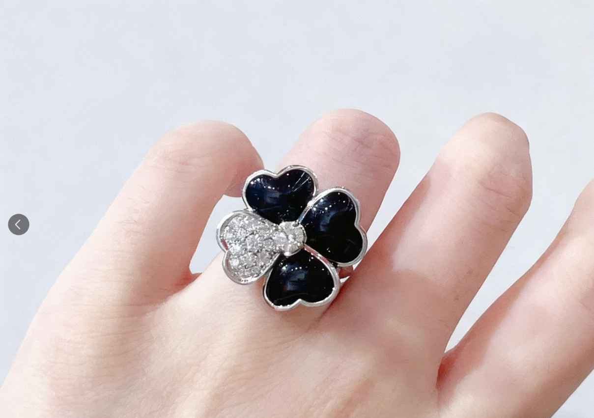 [Regal Jewels]Heart-Shaped Four-Leaf Clover Ring