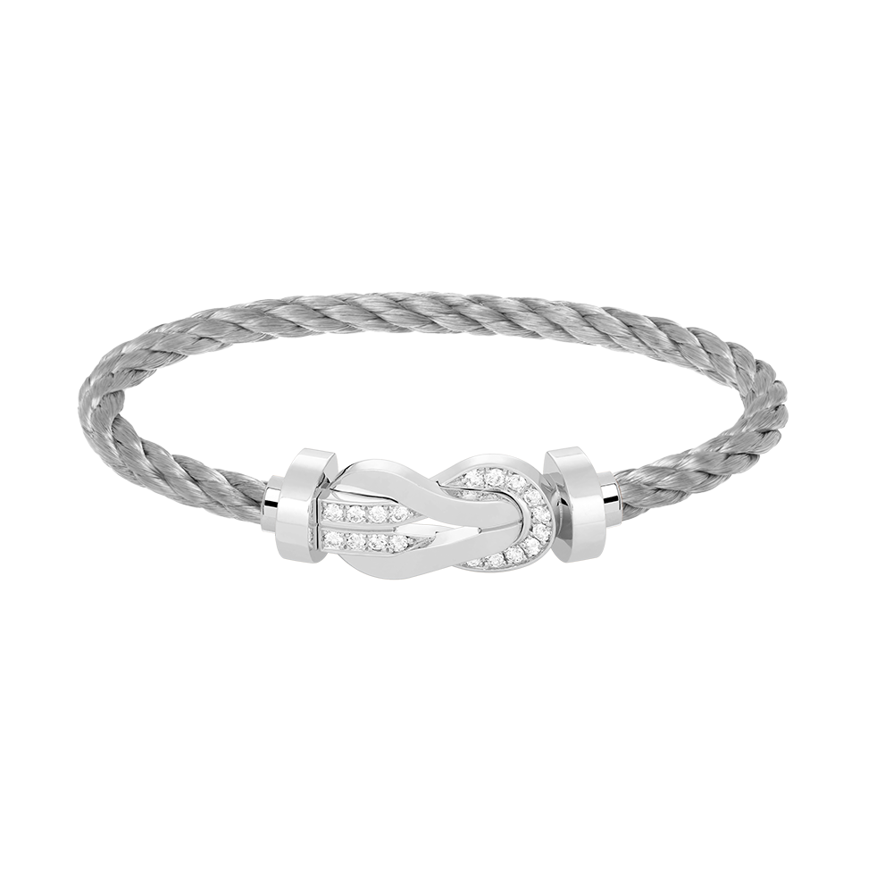 [Regal Jewels]CHANCE LARGE 8 FIGURE BUCKLE HALF DIAMOND BRACELET SILVER
