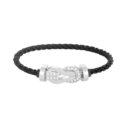 [Regal Jewels]CHANCE LARGE 8 FIGURE BUCKLE HALF DIAMOND BRACELET SILVER