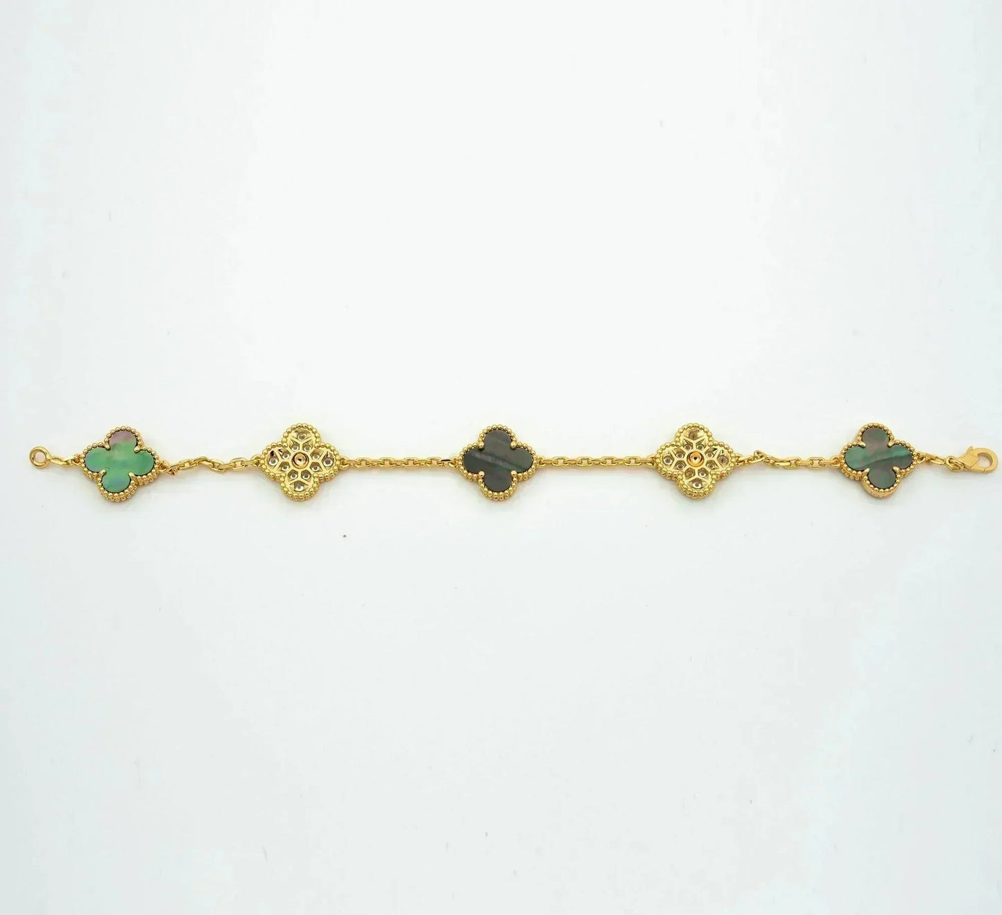 [Regal Jewels]CLOVER 5 MOTIF GRAY MOP BRACELET COLLECTION