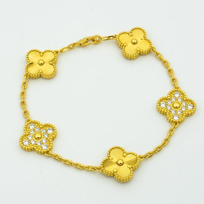 [Regal Jewels]CLOVER BRACELET 5 MOTIFS GOLD DIAMOND
