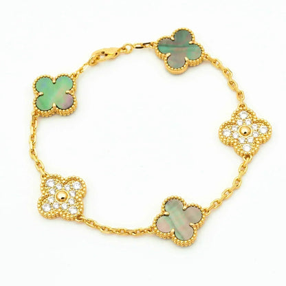 [Regal Jewels]CLOVER 5 MOTIF GRAY MOP BRACELET COLLECTION