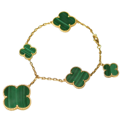 [Regal Jewels]MAGIC CLOVER MALACHITE GOLD BRACELET 5 MOTIFS