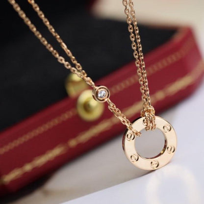 [Regal Jewels]LOVE NECKLACE ADJUSTABLE ROSE GOLD 2 DIAMOND