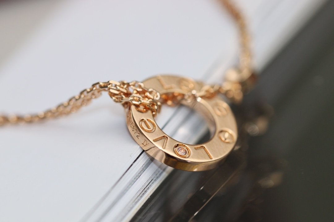 [Regal Jewels]LOVE NECKLACE ADJUSTABLE ROSE GOLD 2 DIAMOND
