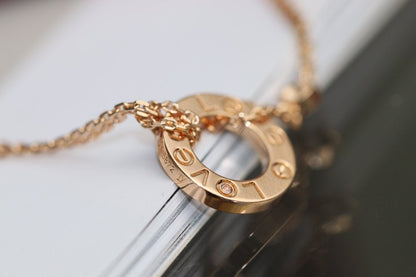 [Regal Jewels]LOVE NECKLACE ADJUSTABLE ROSE GOLD 2 DIAMOND