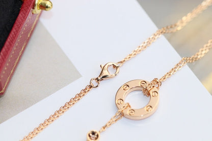 [Regal Jewels]LOVE NECKLACE ADJUSTABLE ROSE GOLD 2 DIAMOND