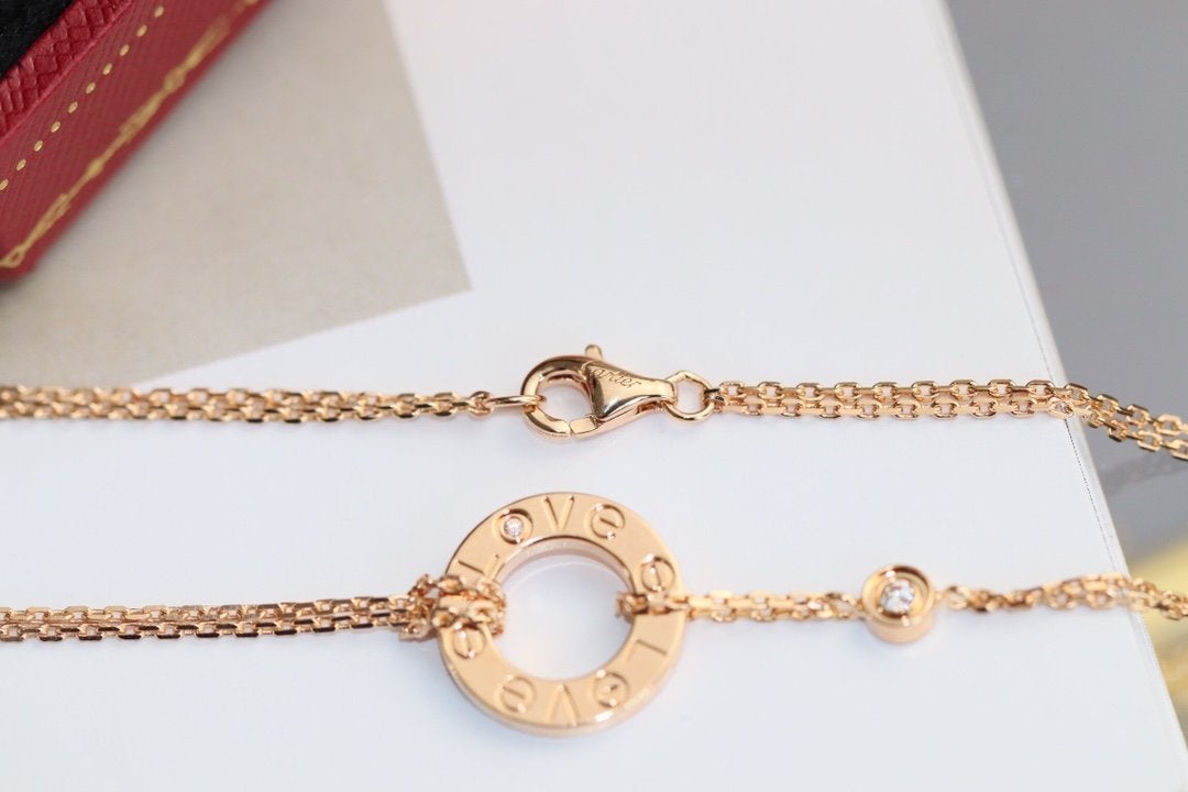 [Regal Jewels]LOVE NECKLACE ADJUSTABLE ROSE GOLD 2 DIAMOND