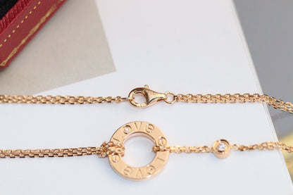 [Regal Jewels]LOVE NECKLACE ADJUSTABLE ROSE GOLD 2 DIAMOND
