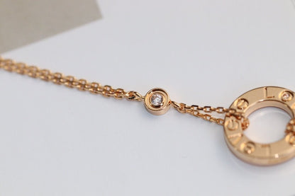 [Regal Jewels]LOVE NECKLACE ADJUSTABLE ROSE GOLD 2 DIAMOND