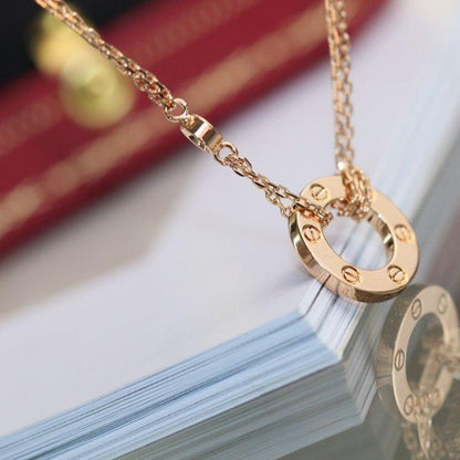 [Regal Jewels]LOVE NECKLACE ADJUSTABLE ROSE GOLD 2 DIAMOND