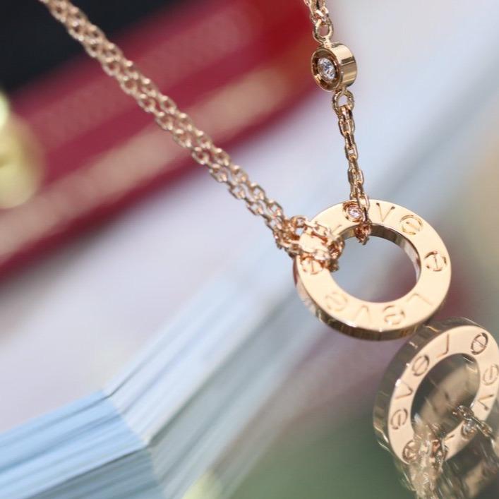[Regal Jewels]LOVE NECKLACE ADJUSTABLE ROSE GOLD 2 DIAMOND