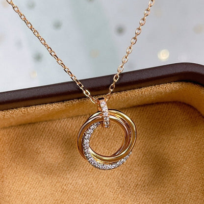 [Regal Jewels]TRINITY NECKLACE SILVER GOLD PINK GOLD DIAMONDS