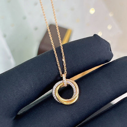 [Regal Jewels]TRINITY NECKLACE SILVER GOLD PINK GOLD DIAMONDS