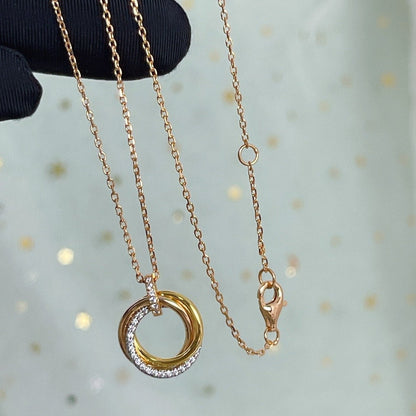 [Regal Jewels]TRINITY NECKLACE SILVER GOLD PINK GOLD DIAMONDS