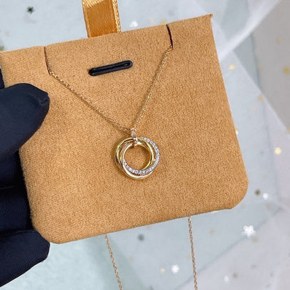 [Regal Jewels]TRINITY NECKLACE SILVER GOLD PINK GOLD DIAMONDS
