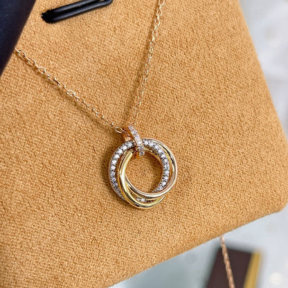 [Regal Jewels]TRINITY NECKLACE SILVER GOLD PINK GOLD DIAMONDS