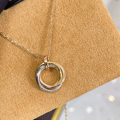 [Regal Jewels]TRINITY NECKLACE SILVER GOLD PINK GOLD DIAMONDS