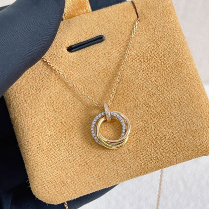 [Regal Jewels]TRINITY NECKLACE SILVER GOLD PINK GOLD DIAMONDS