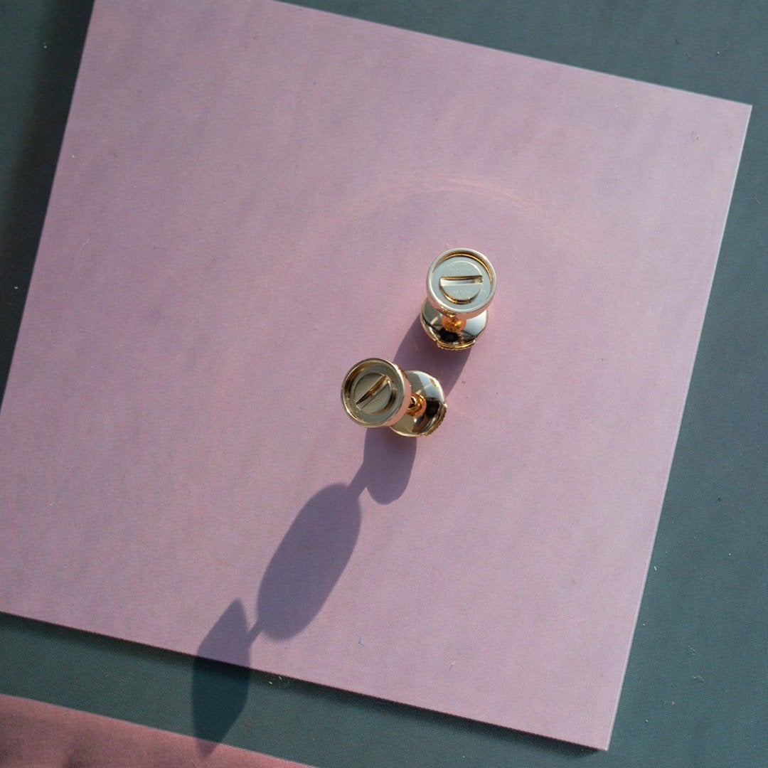 [Regal Jewels]LOVE EARRINGS PINK GOLD 10MM
