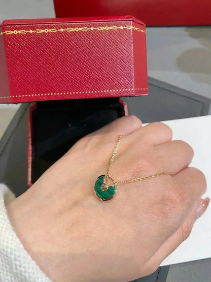 [Regal Jewels]AMULETTE ROSE GOLD MALACHITE NECKLACE