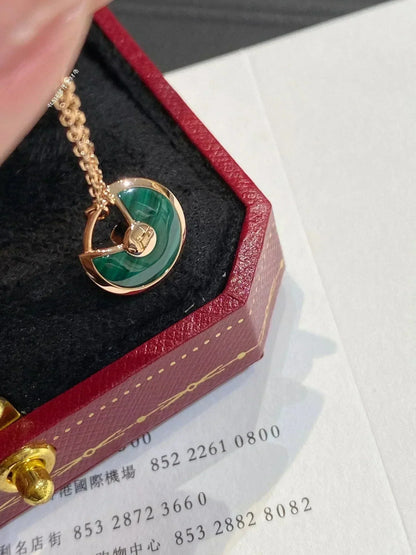 [Regal Jewels]AMULETTE ROSE GOLD MALACHITE NECKLACE