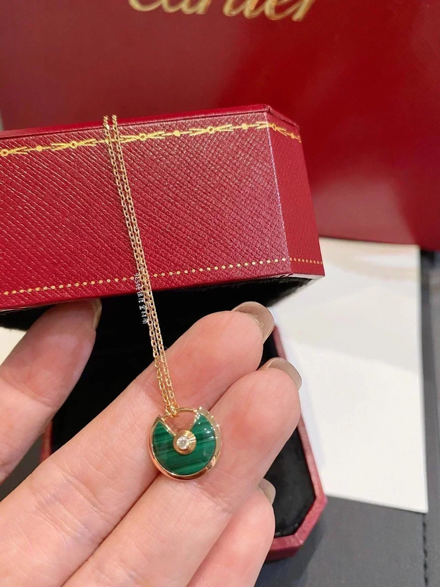 [Regal Jewels]AMULETTE ROSE GOLD MALACHITE NECKLACE
