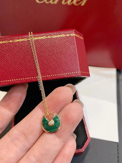 [Regal Jewels]AMULETTE ROSE GOLD MALACHITE NECKLACE