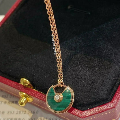 [Regal Jewels]AMULETTE ROSE GOLD MALACHITE NECKLACE