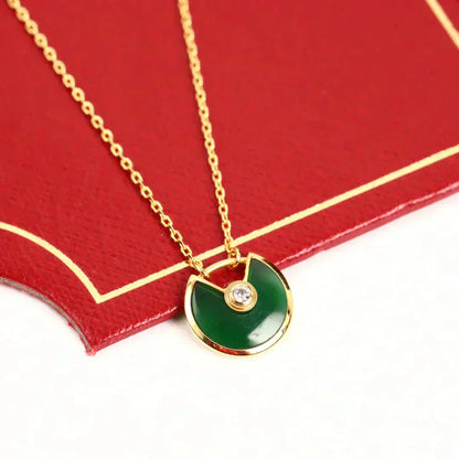 [Regal Jewels]AMULETTE GOLD MALACHITE NECKLACE