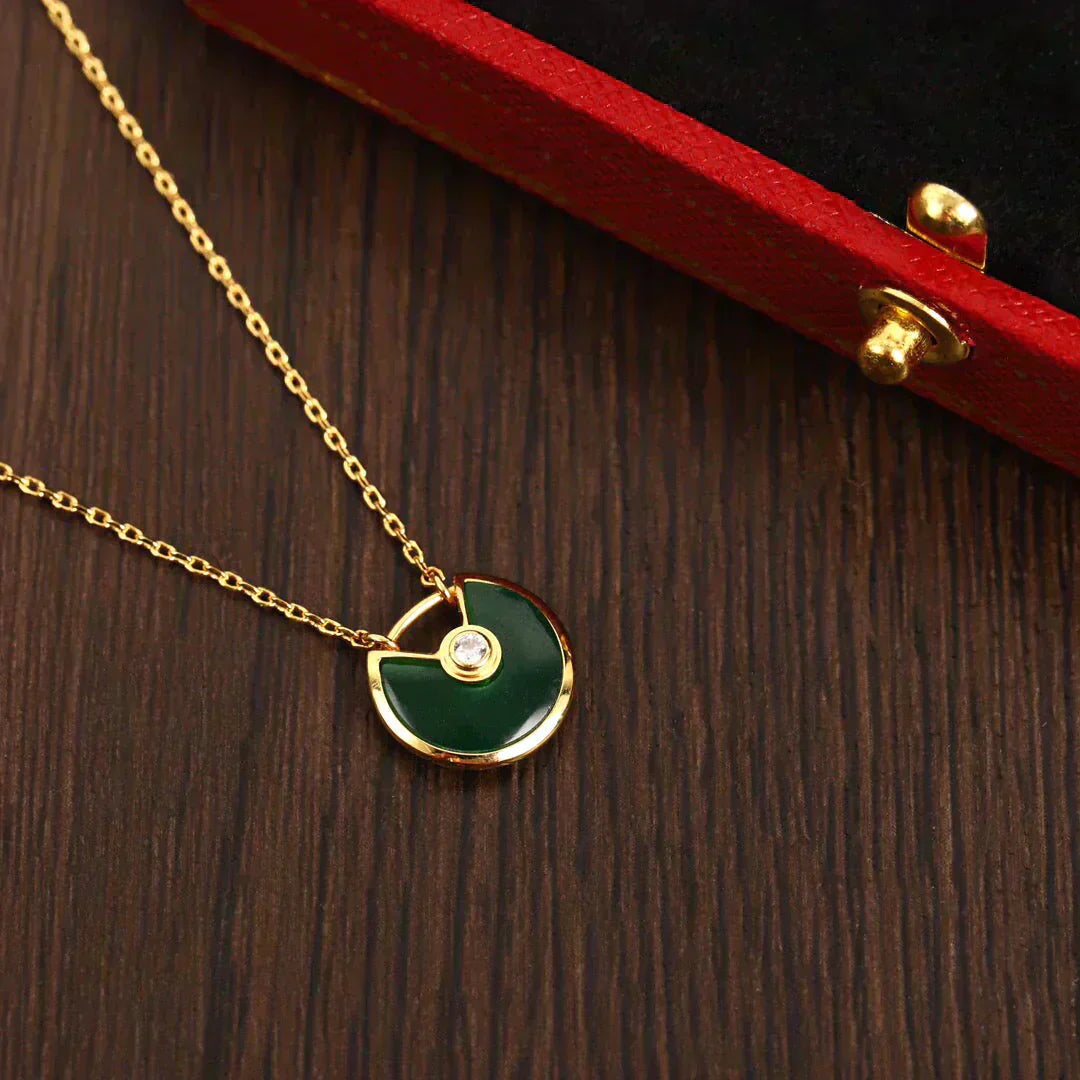 [Regal Jewels]AMULETTE GOLD MALACHITE NECKLACE