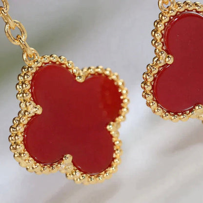 [Regal Jewels]CLOVER  2 MOTIF  TIGER EYE CARNELIAN EARRINGS