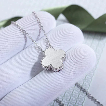 [Regal Jewels]CLOVER  15MM DIAMOND LASER NECKLACE SILVER