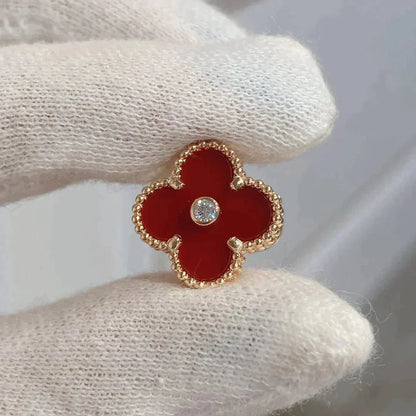 [Regal Jewels]CLOVER MEDIUM 1 MOTIFS CARNELIAN  DIAMOND earrings