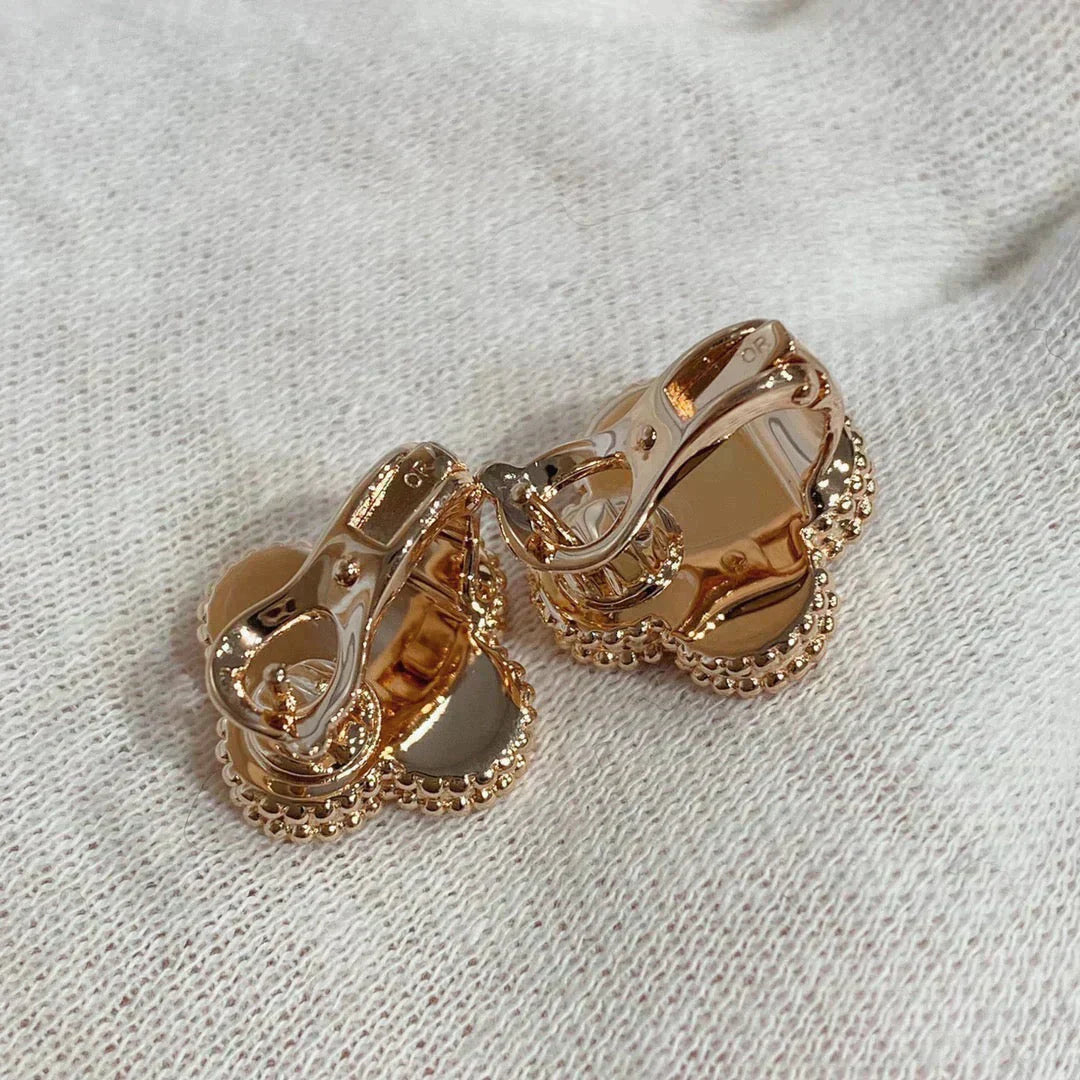 [Regal Jewels]CLOVER MEDIUM 1 MOTIFS CARNELIAN  DIAMOND earrings