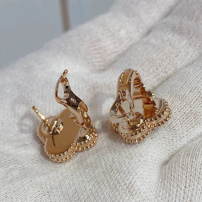 [Regal Jewels]CLOVER MEDIUM 1 MOTIFS CARNELIAN  DIAMOND earrings