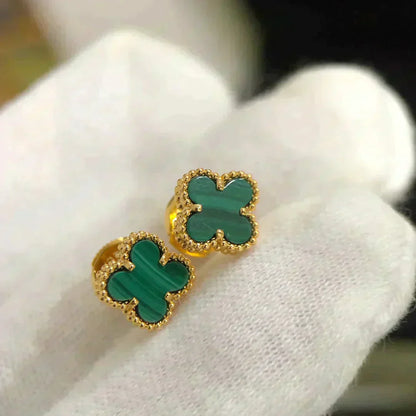 [Regal Jewels]CLOVER MINI 9.5MM MALACHITE  EARRINGS