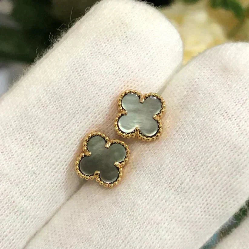 [Regal Jewels]CLOVER MINI 9.5MM GRAY MOP EARRINGS