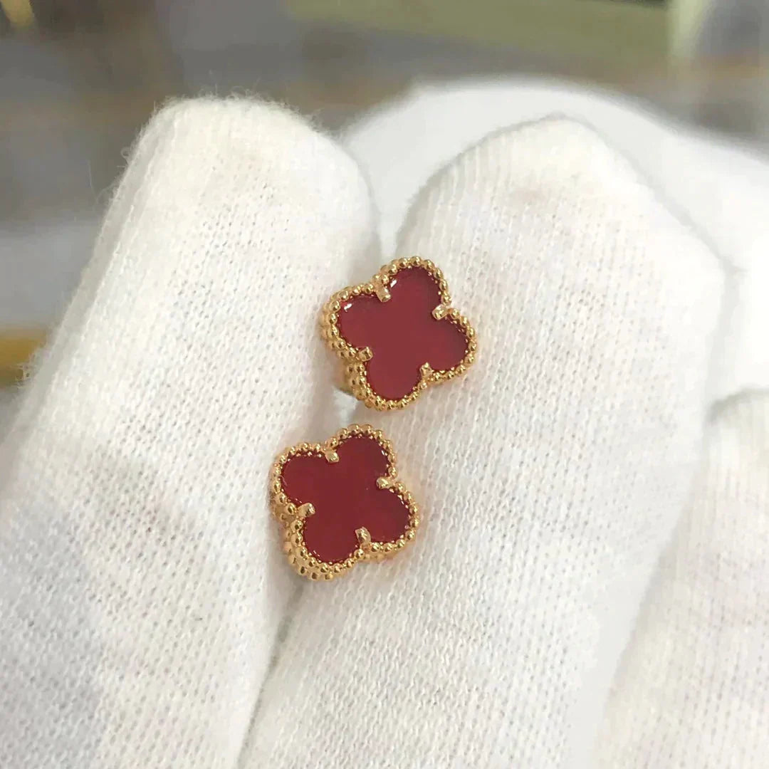 [Regal Jewels]CLOVER MINI 9.5MM CARNELIAN EARRINGS