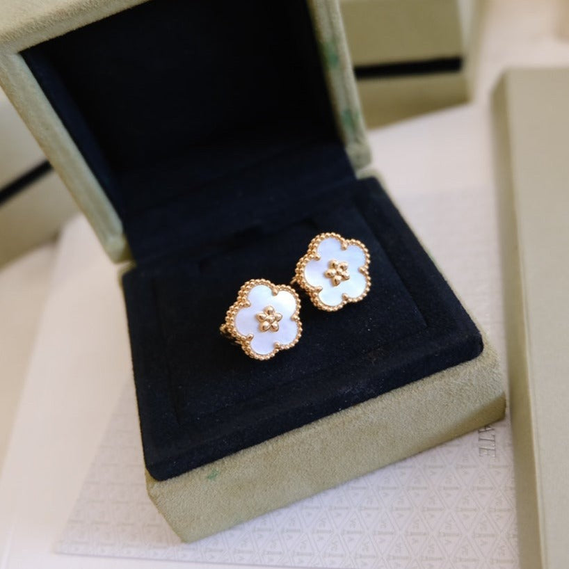 [Regal Jewels]LUCKY PINK GOLD WHITE MOP EARRINGS