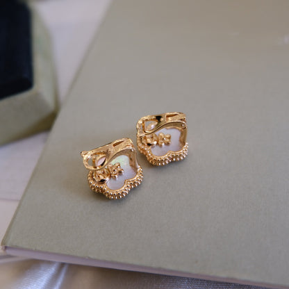 [Regal Jewels]LUCKY PINK GOLD WHITE MOP EARRINGS