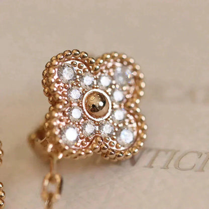 [Regal Jewels]CLOVER MEDIUM 1 MOTIFS FUll DIAMOND EARRINGS