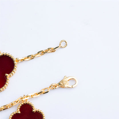 [Regal Jewels]CLOVER BRACELET 5 MOTIFS CARNELIAN TIGER EYE