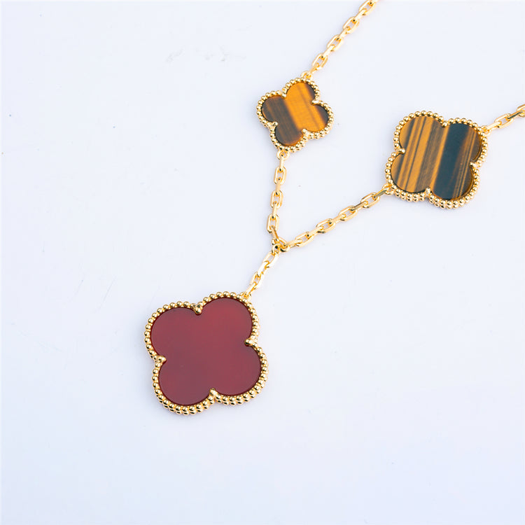 [Regal Jewels]CLOVER BRACELET 5 MOTIFS CARNELIAN TIGER EYE