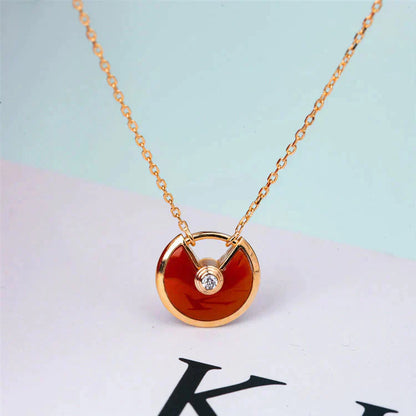 [Regal Jewels]AMULETTE GOLD CARNELIAN ONYX NECKLACE