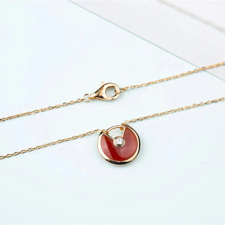 [Regal Jewels]AMULETTE GOLD CARNELIAN ONYX NECKLACE