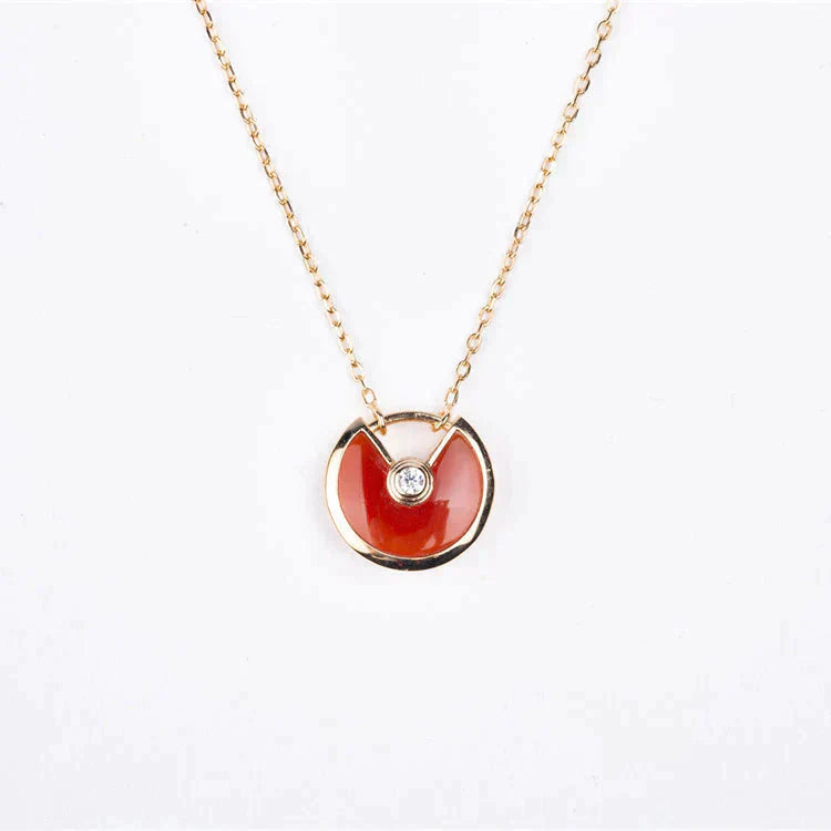 [Regal Jewels]AMULETTE GOLD CARNELIAN ONYX NECKLACE