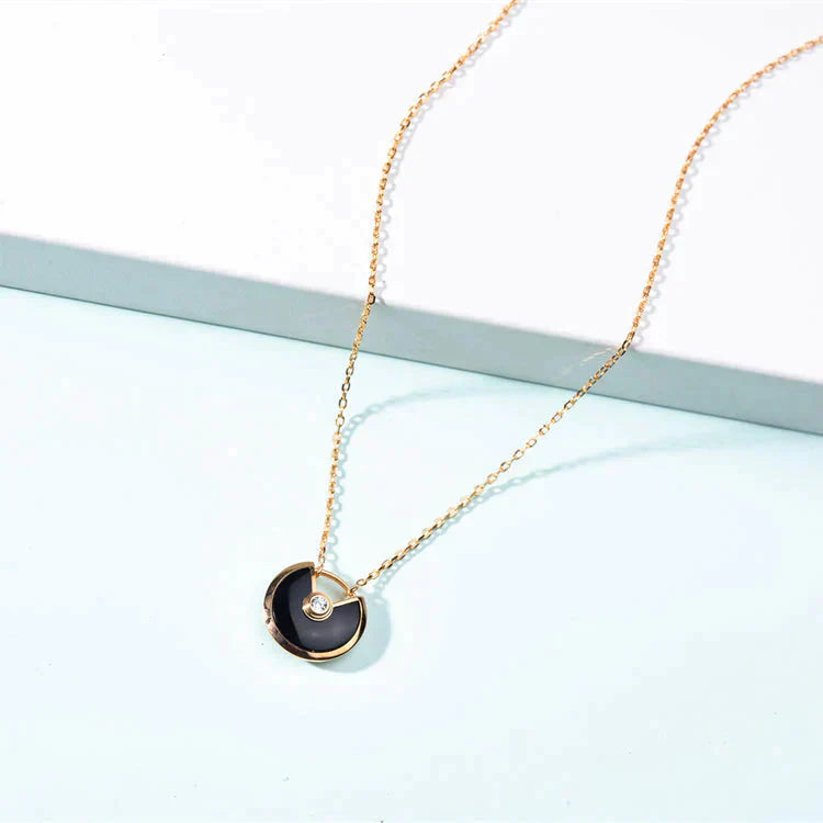 [Regal Jewels]AMULETTE GOLD CARNELIAN ONYX NECKLACE