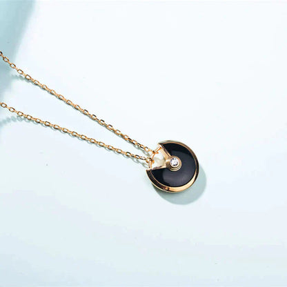 [Regal Jewels]AMULETTE GOLD CARNELIAN ONYX NECKLACE